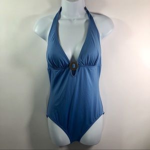 Tommy Bahama Light Blue Halter One-Piece Swimsuit